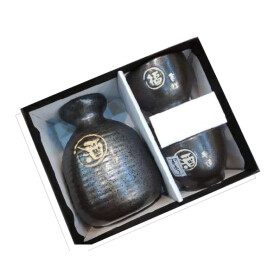 Sake Set 3tlg. Gl&uuml;ck schwarz