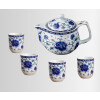 Dowan Teeset 5tlg. Blumendekor blau