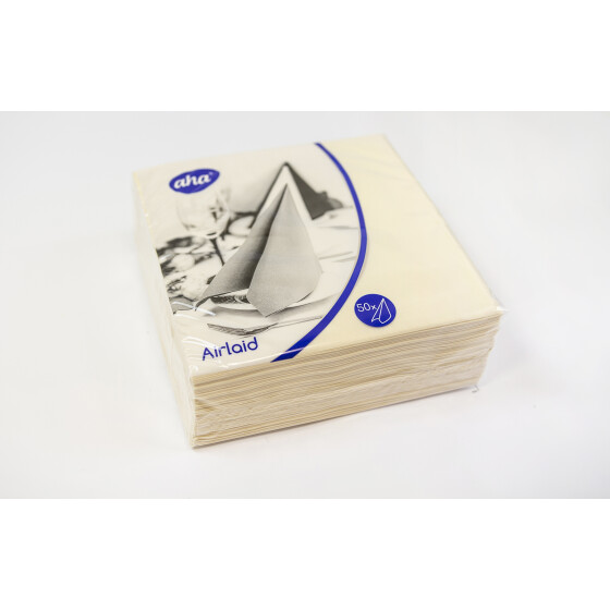 Dinnerservietten Airlaid 1/4 Falz 40cm, 50Stk Cream